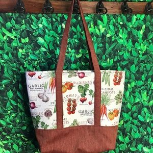 Strong Tote Bag, Grocery Vegetables Gift for Chef Vintage Farmhouse Style